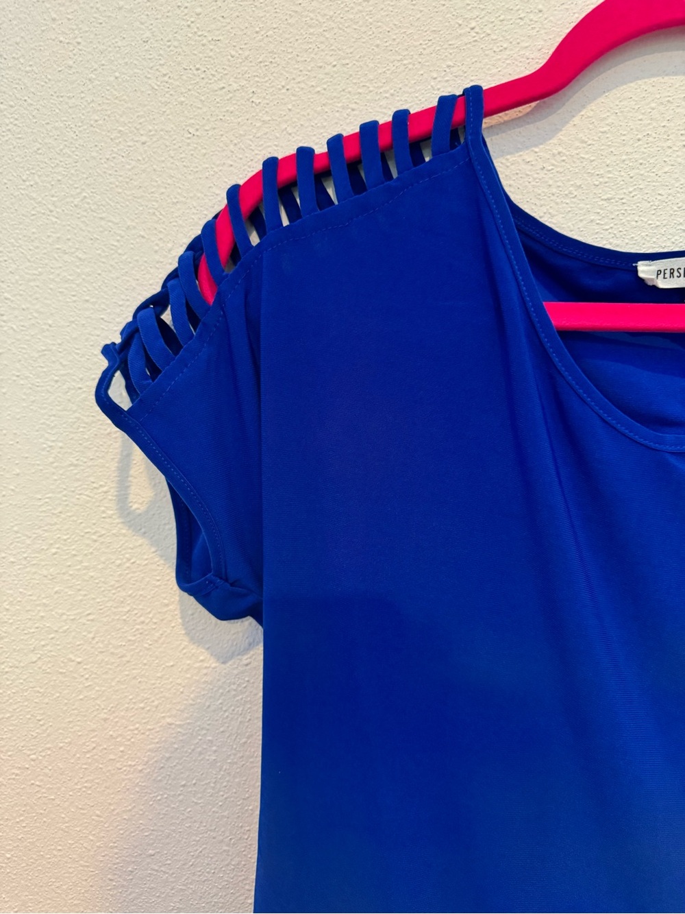 Cobalt Blue Caged Shoulder Top Small - Picture 3 of 6